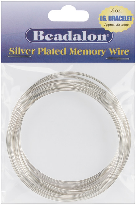 3 Pack - Beadalon Memory Wire Large Bracelet .62mm .5oz-Silver Plated - 30 Coils - 347B-050 - 035926074811