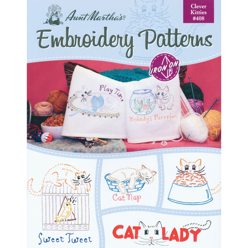 3 Pack - Aunt Martha's Iron-On Transfer Book-Clever Kitties - TPB-408 - 043272004086 3 Pack - Aunt Martha's Iron-On Transfer Book-Clever Kitties - TPB-408 - 043272004086