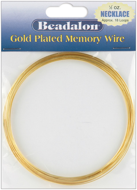 3 Pack Beadalon Memory Wire Necklace .62mm .5oz-Gold-Plated 18 Coils 347A-150 - 035926074866