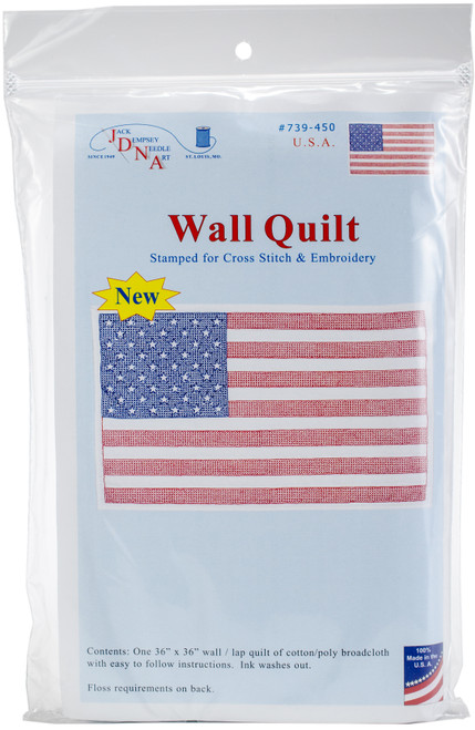 2 Pack Jack Dempsey Stamped White Wall Or Lap Quilt 36"X36"-U.S.A. 739 450 - 013155704501