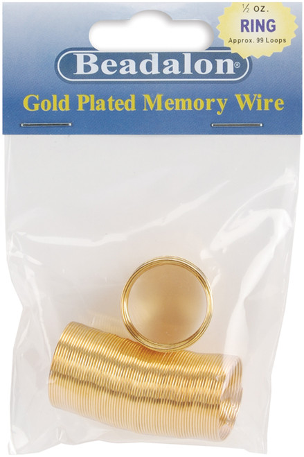 3 Pack - Beadalon Memory Wire Ring .62mm .5oz-Gold-Plated - 99 Coils - 347A-010 - 035926074781 3 Pack - Beadalon Memory Wire Ring .62mm .5oz-Gold-Plated - 99 Coils - 347A-010 - 035926074781