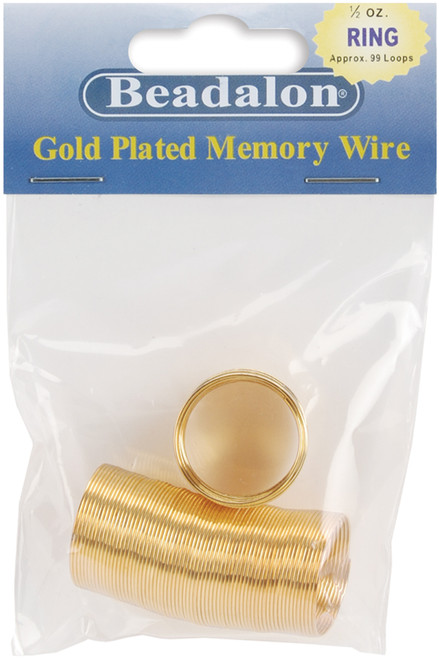 3 Pack Beadalon Memory Wire Ring .62mm .5oz-Gold-Plated 99 Coils 347A-010 - 035926074781