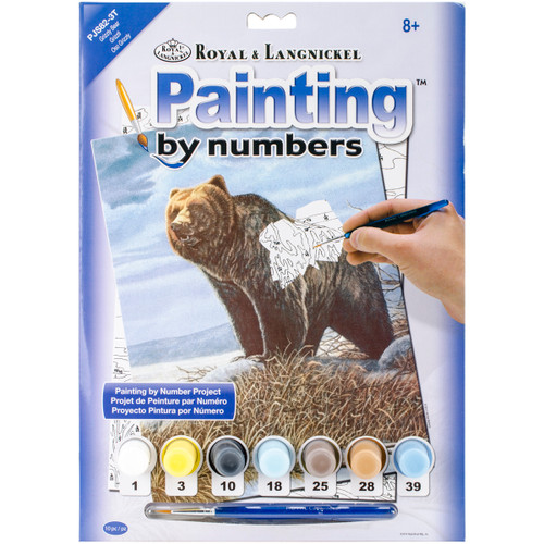 3 Pack Royal & Langnickel(R) Small Paint By Number Kit 8.75"X11.75"-Grizzly Bear PJS-82 - 090672943347