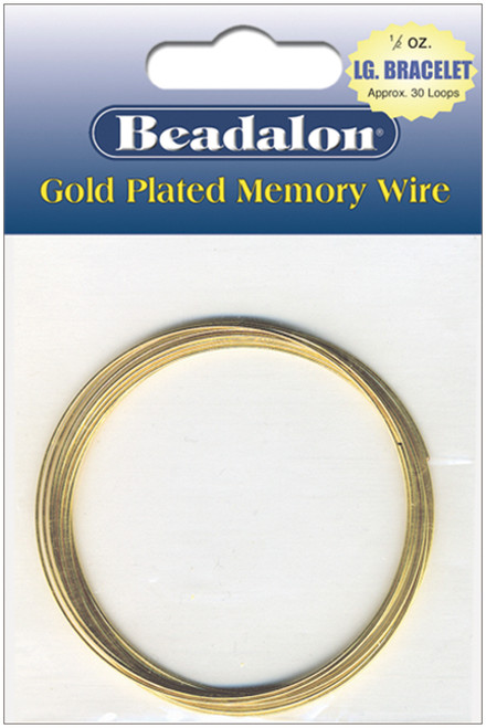 3 Pack - Beadalon Memory Wire Large Bracelet .62mm .5oz-Gold-Plated - 30 Coils - 347A-050 - 035926074828