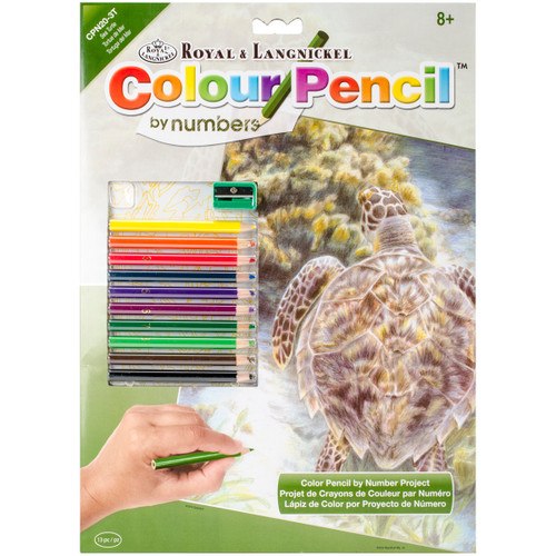 3 Pack Royal & Langnickel Color Pencil By Number Kit 8.75"X11.75"-Sea Turtle CPBNK-20 - 090672943606