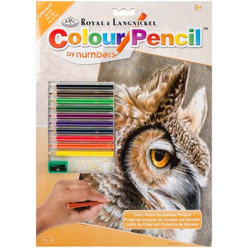 3 Pack Royal & Langnickel Color Pencil By Number Kit 8.75"X11.75"-Sepia Owl CPBNK-19 - 090672943590