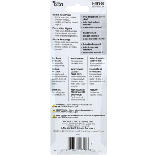 3 Pack - CousinDIY Tool Basics Long Nose Pliers-4.5" - 4454