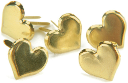 6 Pack Creative Impressions Metal Paper Fasteners 50/Pkg-Hearts Gold CI91003 - 871097005038