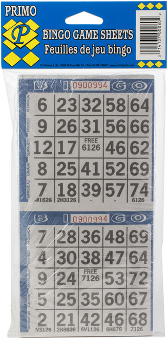 3 Pack Crafty Dab Primo Bingo Game Sheets 4"X8" 125/Pkg-250 Games 00080 - 014137000802