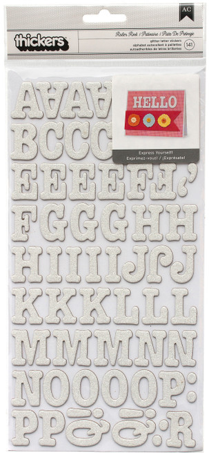 3 Pack American Crafts Chipboard Alphabet Stickers-Roller Rink-White Glitter, 141/Pkg 42864 - 718813428644