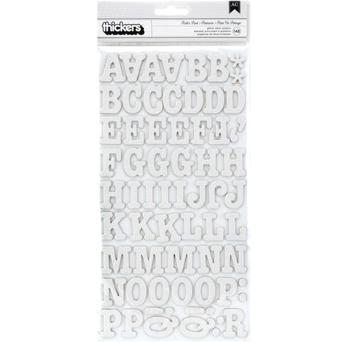 3 Pack - American Crafts Chipboard Alphabet Stickers-Roller Rink-White Glitter, 141/Pkg - 42864 - 718813428644 3 Pack - American Crafts Chipboard Alphabet Stickers-Roller Rink-White Glitter, 141/Pkg - 42864 - 718813428644