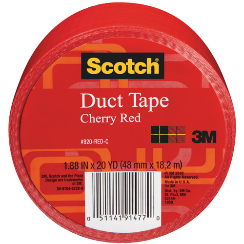 6 Pack Scotch Solid Duct Tape 1.88"X20yd-Cherry Red 920-C-RED - 051141914770