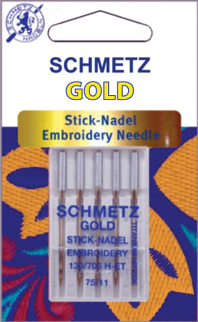 10 Pack - Schmetz Gold Embroidery Machine Needles-Size 11/75 5/Pkg - 1824 - 036346018249