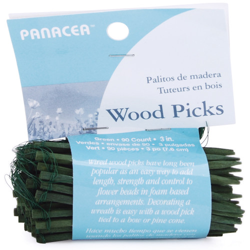 3 Pack Panacea Wood Picks 3" 90/Pkg-Green 60043 - 093432600436