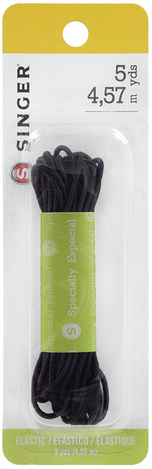 12 Pack Singer Round Cord Elastic 5yd-Black 73959 - 075691739591