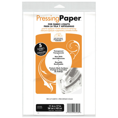 4 Pack - HeatnBond Pressing Paper For Fabric & Crafts 5/Pkg-11"X17" - 3403 - 000943034032
