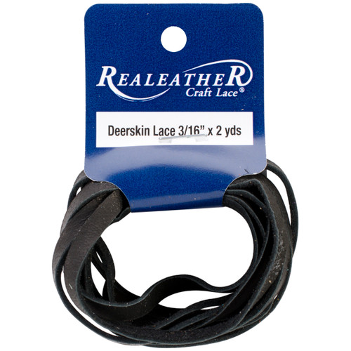 3 Pack Realeather Crafts Deerskin Lace .1875"X2yd Packaged-Black DOS31602-1000 - 870192003154