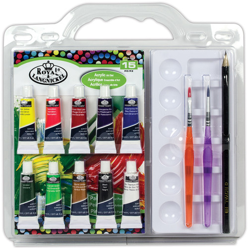 3 Pack - Royal & Langnickel(R) Acrylic Art Set 15/Pkg-Assorted Colors - RTN-144 - 090672356703