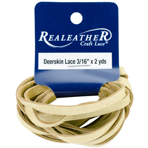 3 Pack Realeather Crafts Deerskin Lace .1875"X2yd Packaged-Buckskin DOS31602-0270 - 870192003123