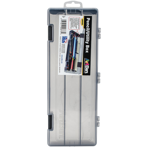 3 Pack ArtBin Pencil/Utility Box-12.38"X4.875"X1.75" Translucent Charcoal 6900AB - 071617008734