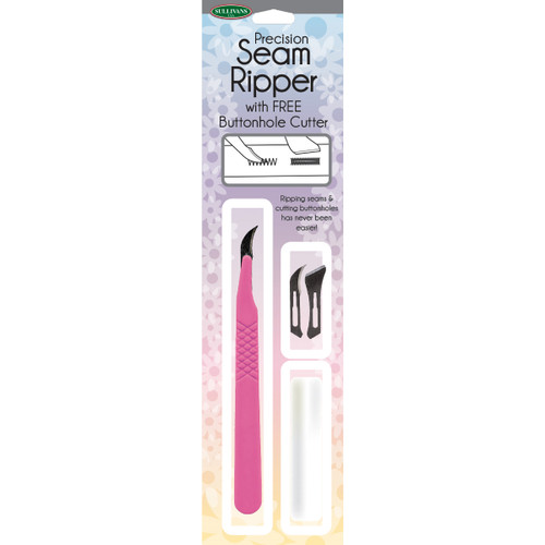 2 Pack - Sullivans Precision Seam Ripper With Free Buttonhole Cutter-Pink - 372SR-37264 2 Pack - Sullivans Precision Seam Ripper With Free Buttonhole Cutter-Pink - 372SR-37264
