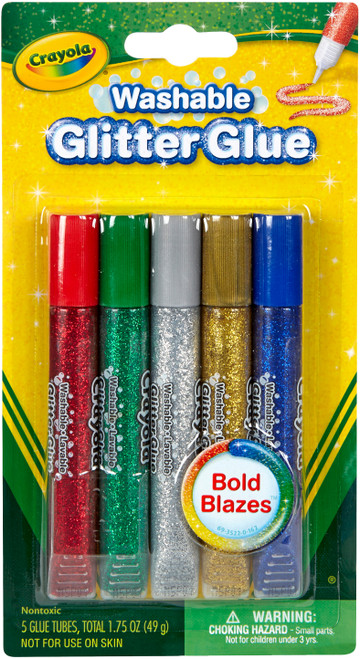 3 Pack Crayola Washable Glitter Glue Pens 5/Pkg-Bold 69-3522 - 071662035228