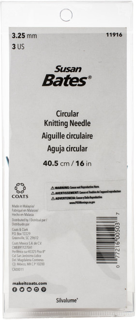 3 Pack - Susan Bates Silvalume Circular Knitting Needles 16"-Size 3/3.25mm - 119163 3 Pack - Susan Bates Silvalume Circular Knitting Needles 16"-Size 3/3.25mm - 119163