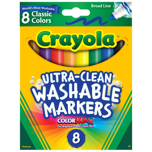 3 Pack - Crayola Ultra-Clean Color Max Broad Washable Markers 8/Pkg-Classic Colors - 58-7808 - 071662078089