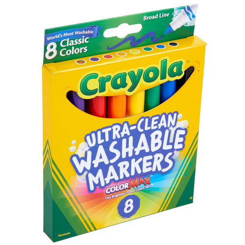 3 Pack - Crayola Ultra-Clean Color Max Broad Washable Markers 8/Pkg-Classic Colors - 58-7808