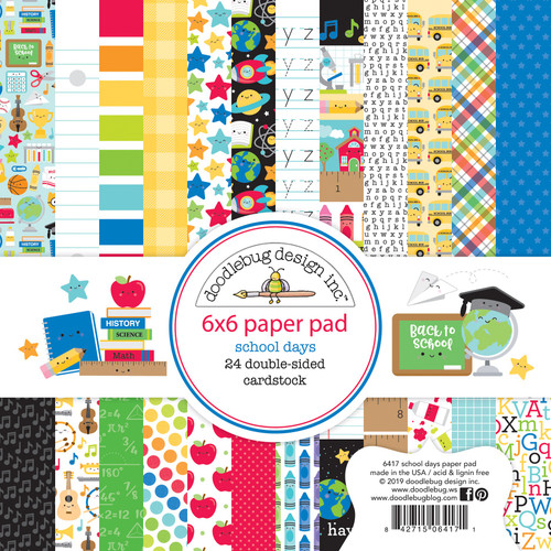 Doodlebug Double-Sided Paper Pad 6"X6" 24/Pkg-School Days, 12 Designs/2 Each SCD6417 - 842715064171