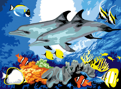 4 Pack - Royal & Langnickel(R) Large Paint By Number Kit 15.4"X11.25"-Dolphins - PJL-10 - 090672994097
