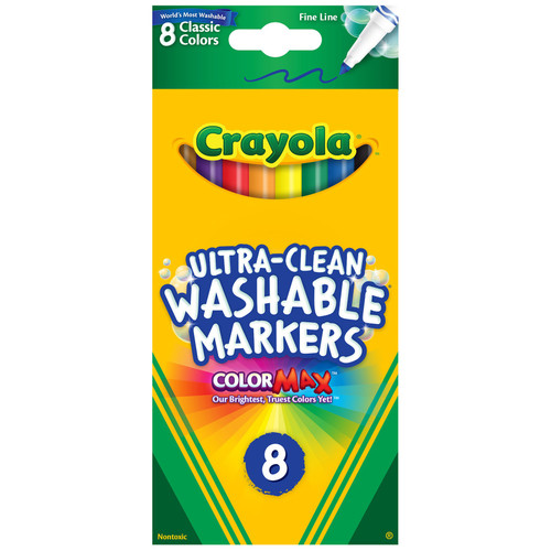 3 Pack Crayola Ultra-Clean Color Max Fine Washable Markers 8/Pkg-Classic Colors 58-7809 - 071662078096