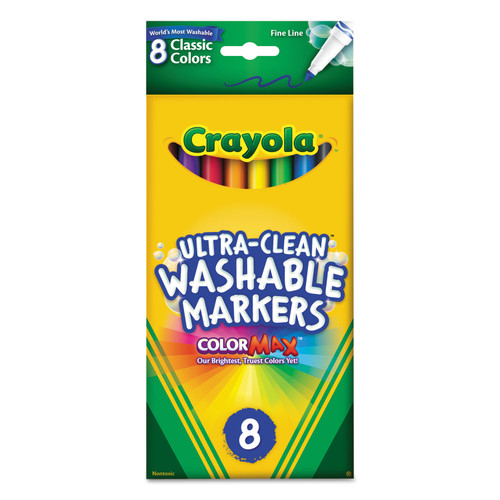 3 Pack Crayola Ultra-Clean Color Max Fine Line Washable Markers-Classic Colors 8/Pkg -58-7809 - 071662078096