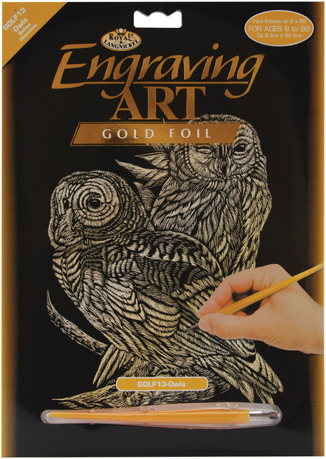 3 Pack - Royal & Langnickel(R) Gold Foil Engraving Art Kit 8"X10"-Owls - GOLDFL-13 - 090672013200