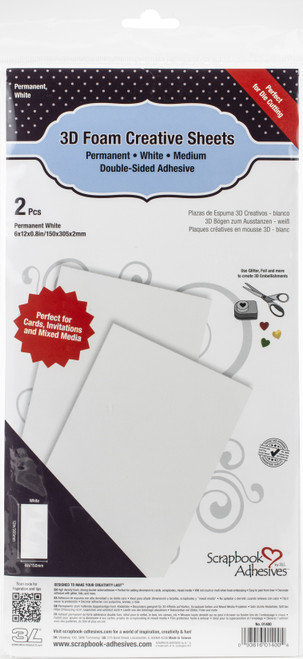 Scrapbook Adhesives 3D Foam Creative Sheets 2/Pkg-White 6"X12" - 01400 - 093616014004