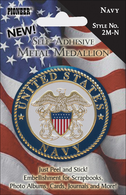3 Pack - Pioneer Military Self-Adhesive Metal Medallion 2"-Navy - 2M-N - 023602621572