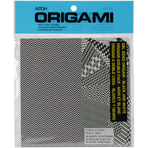 3 Pack - Aitoh Origami Paper 5.875"X5.875" 24/Pkg-Double Sided Black & White - US-PA - 762867014650