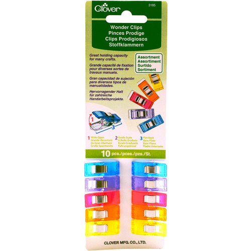 3 Pack - Clover Wonder Clips-Assorted Colors 10/Pkg - 3185 - 051221731853