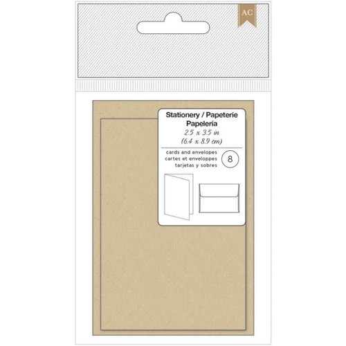 3 Pack American Crafts Gift Cards W/Envelopes 2.5"X3.5" 8/Pkg-Kraft 368582