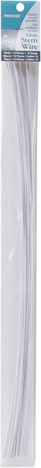 6 Pack Panacea Cloth Covered Stem Wire 18 Gauge 18" 12/Pkg-White 591818 - 093432918180