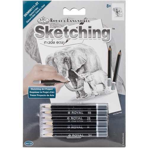 6 Pack - Royal & Langnickel(R) Sketching Made Easy Kit 5"X7"-Elephant & Baby - SKMIN-111 - 090672944191 6 Pack - Royal & Langnickel(R) Sketching Made Easy Kit 5"X7"-Elephant & Baby - SKMIN-111 - 090672944191