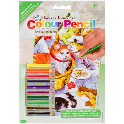 12 Pack Royal & Langnickel(R) Mini Color Pencil By Number Kit 5"X7"-Family Pets CPNMIN-115 - 090672944382