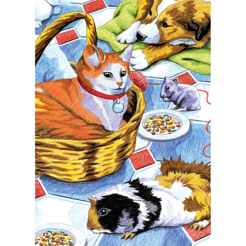12 Pack Royal & Langnickel(R) Mini Color Pencil By Number Kit 5"X7"-Family Pets CPNMIN-115