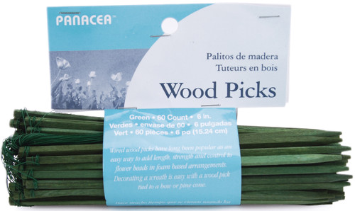 3 Pack - Panacea Wood Picks 6" 60/Pkg-Green - 60046 - 093432600467