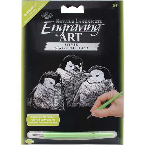 6 Pack - Royal & Langnickel(R) Silver Foil Engraving Art Kit 5"X7"-Penguin Chicks - SILMIN-106 - 090672944146