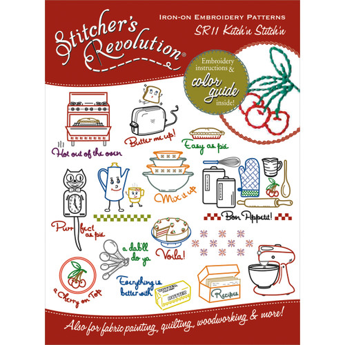 Iron-on Embroidery Pattern Cute Kitchen Sayings SR27 Stitcher's Revolution  NEW