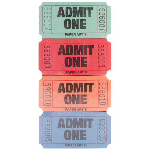 2 Pack Creative Converting Admit One Tickets 2000/Roll-Assorted Colors 13-2500 - 073525600888