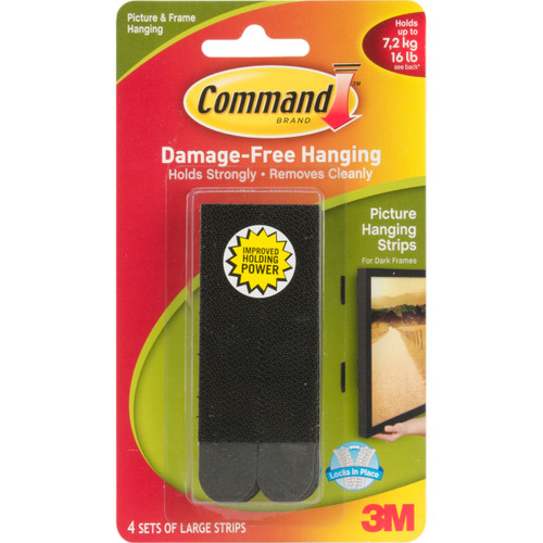 3 Pack - Command Large Picture Hanging Strips-Black 4 Sets/Pkg - 17206BLK - 051141320861 3 Pack - Command Large Picture Hanging Strips-Black 4 Sets/Pkg - 17206BLK - 051141320861
