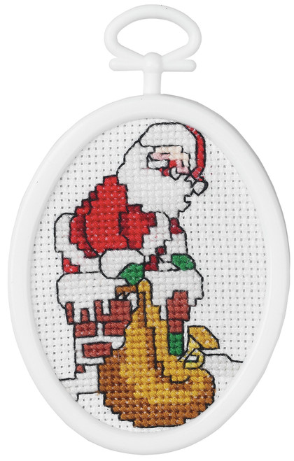 6 Pack - Janlynn Mini Counted Cross Stitch Kit 2.75" Oval-Down The Chimney (18 Count) - 21-1060 - 029064210606