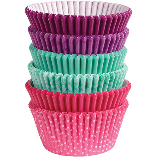 3 Pack Standard Baking Cups-Pink, Turquoise & Purple 150/Pkg W4152182